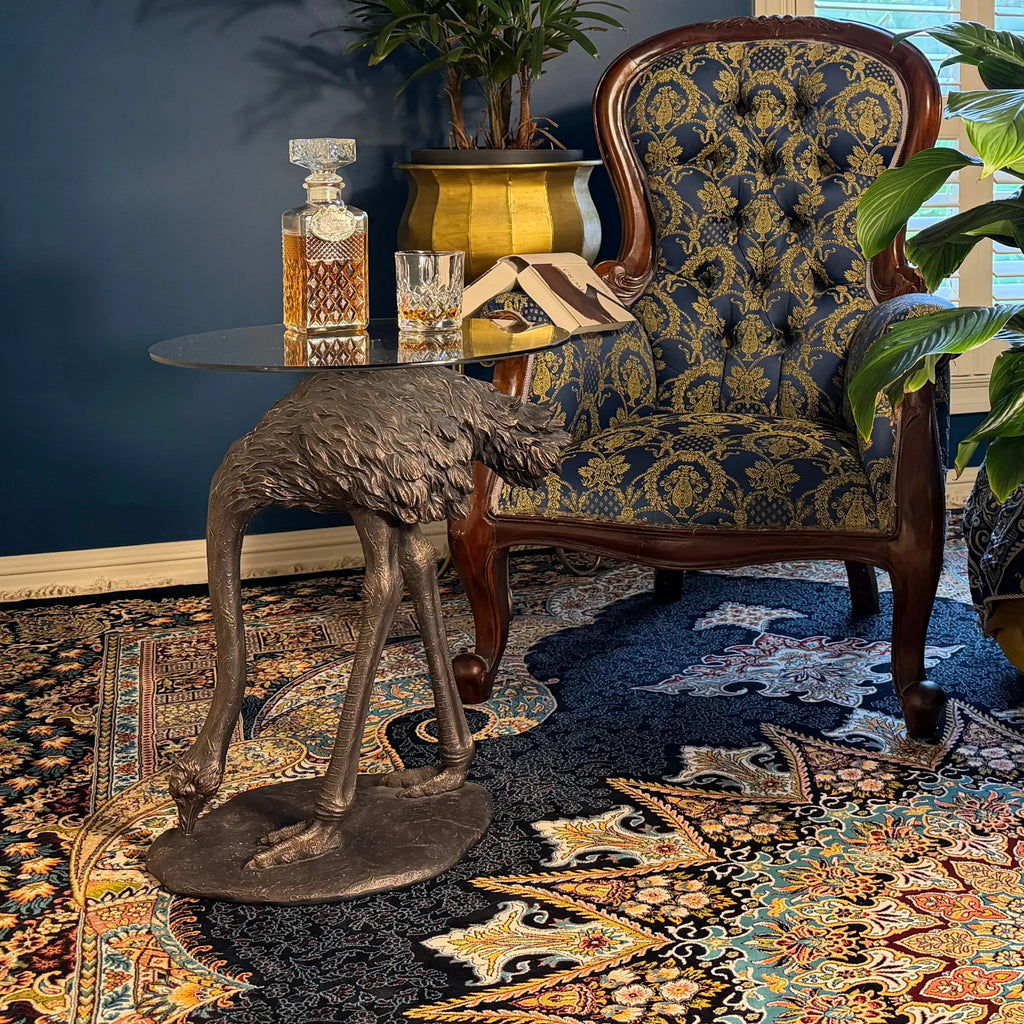 Edwina Black and Gold Ostrich Side Table Swing Gifts
