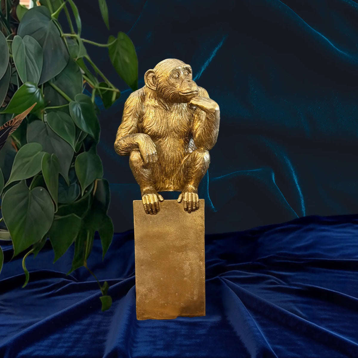 Horatio Gold Monkey on Pedestal Swing Gifts