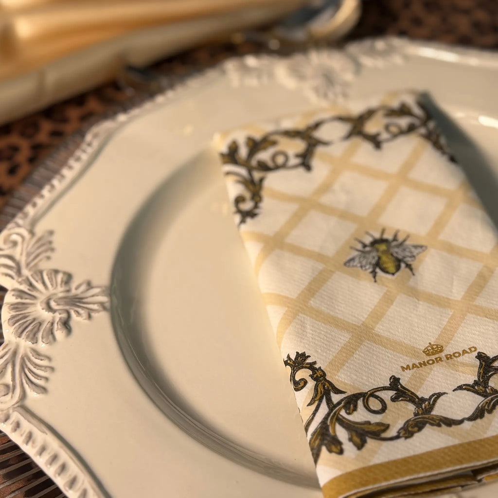 Ornamental Bee Dinner Napkins Manor Road