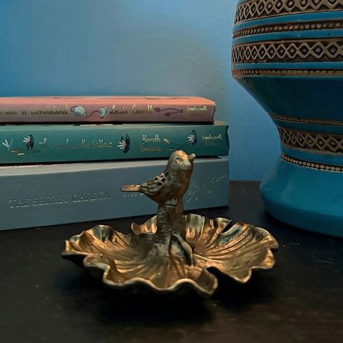 Cecil Gold Bird on Leaf Dish Swing Gifts