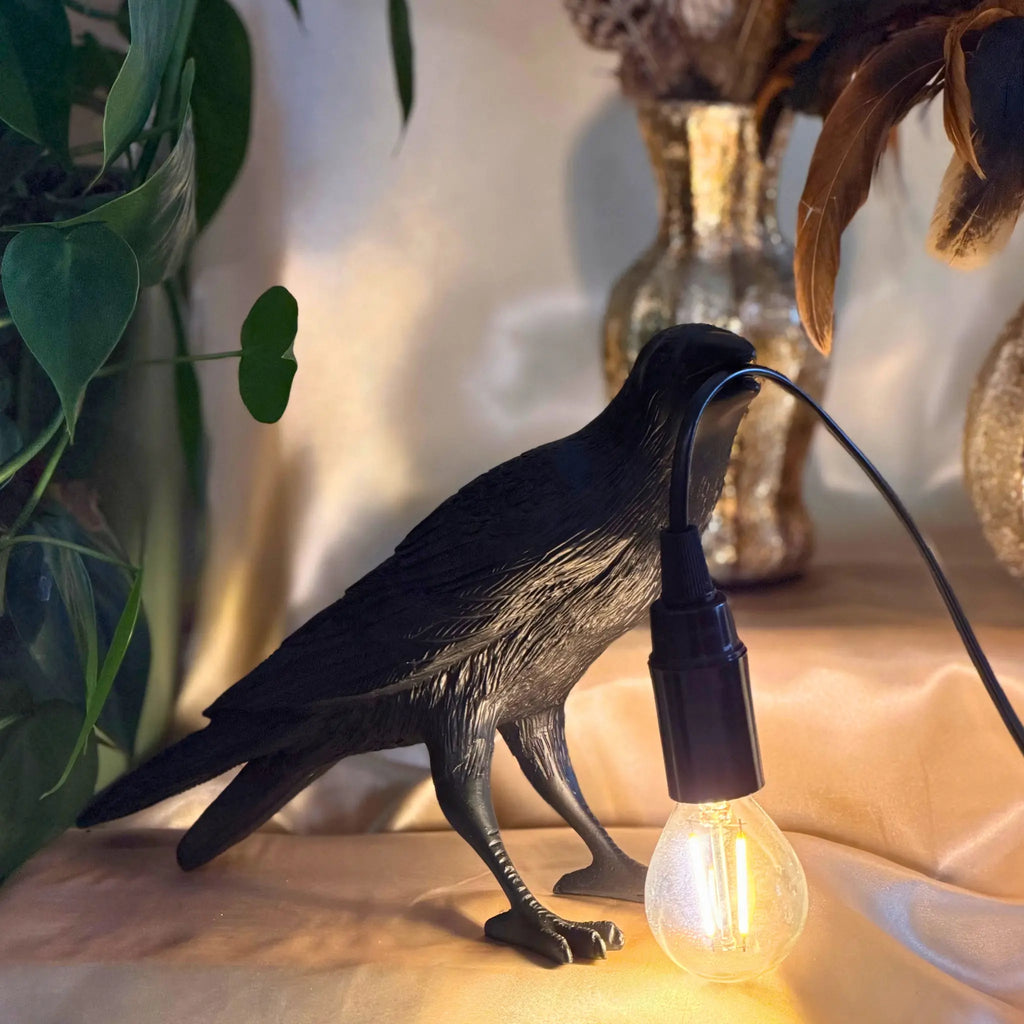 Bruce Crow Table Lamp The Wolf and Peacock