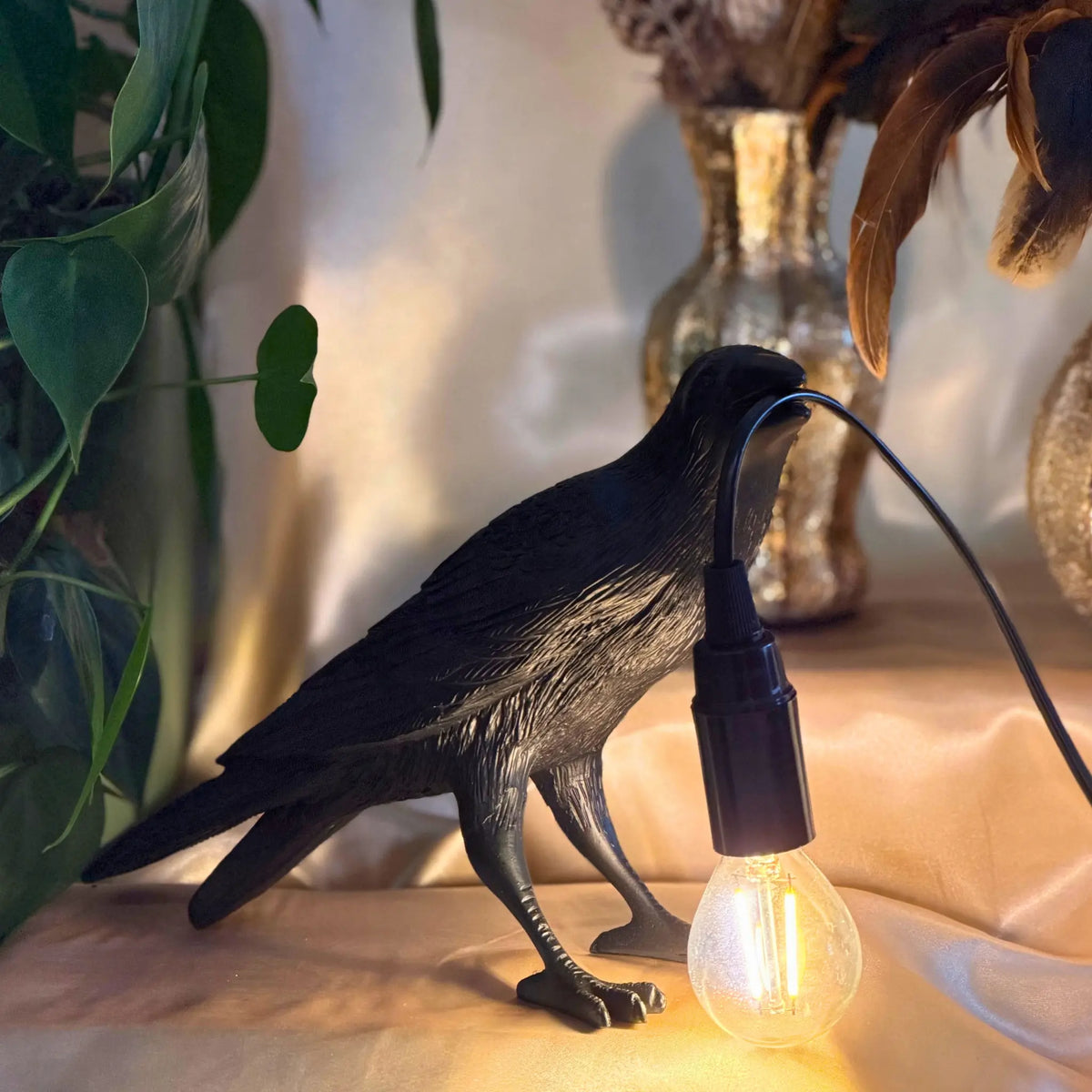 Bruce Crow Table Lamp The Wolf and Peacock