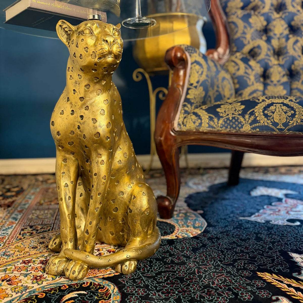 Sabine Gold Leopard Side Table Swing Gifts