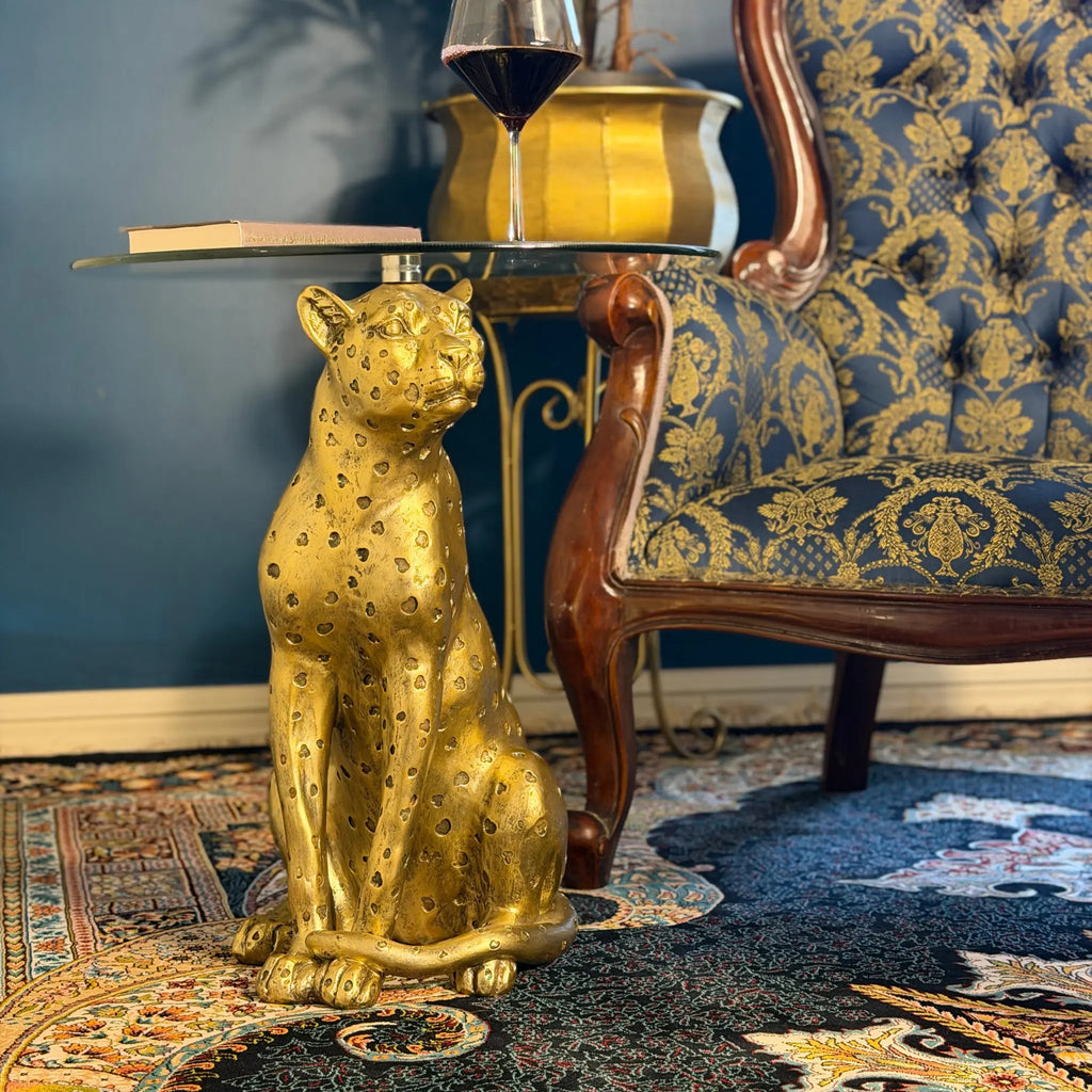 Sabine Gold Leopard Side Table Swing Gifts