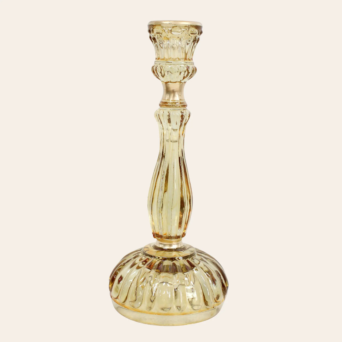 Cordelia Amber Glass Candlestick Lavida