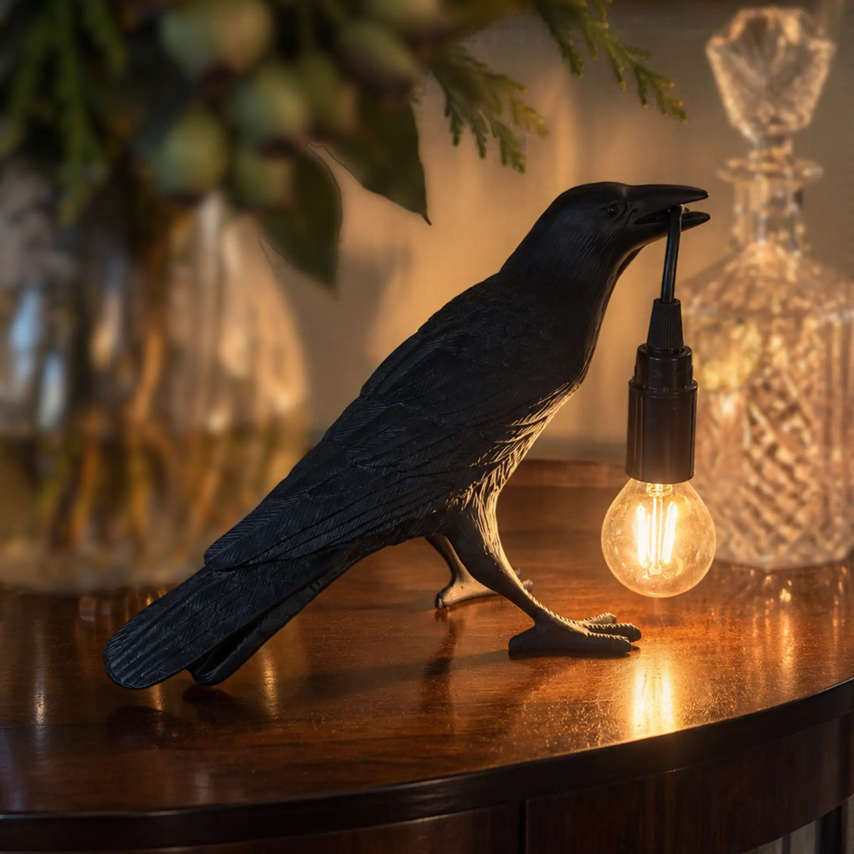 Bruce Crow Table Lamp The Wolf and Peacock