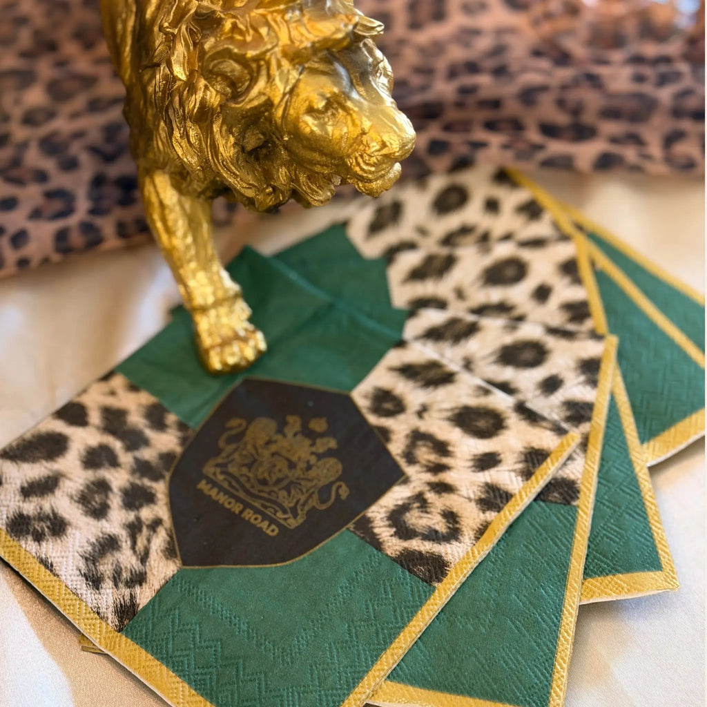 Checkerboard Leopard Cocktail Napkins Manor Road