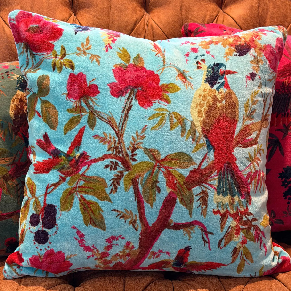 Paradise Parade Bright Teal Cushion Cover Linen Connection