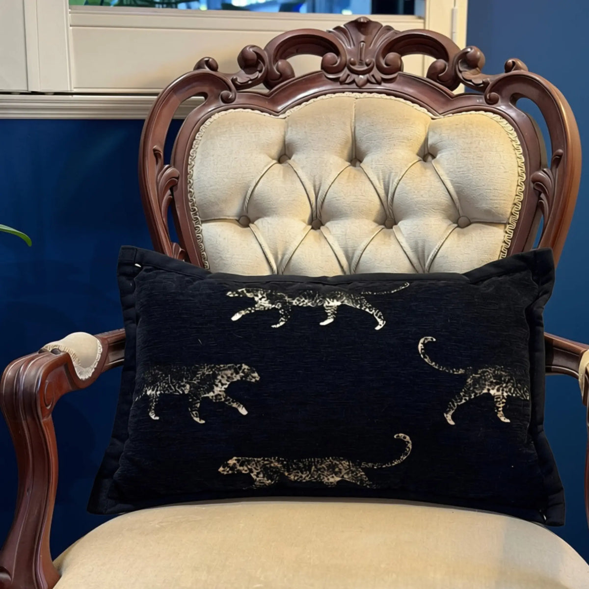 The Midnight Prowl Jacquard Lumbar Cushion Cover Linen Connection