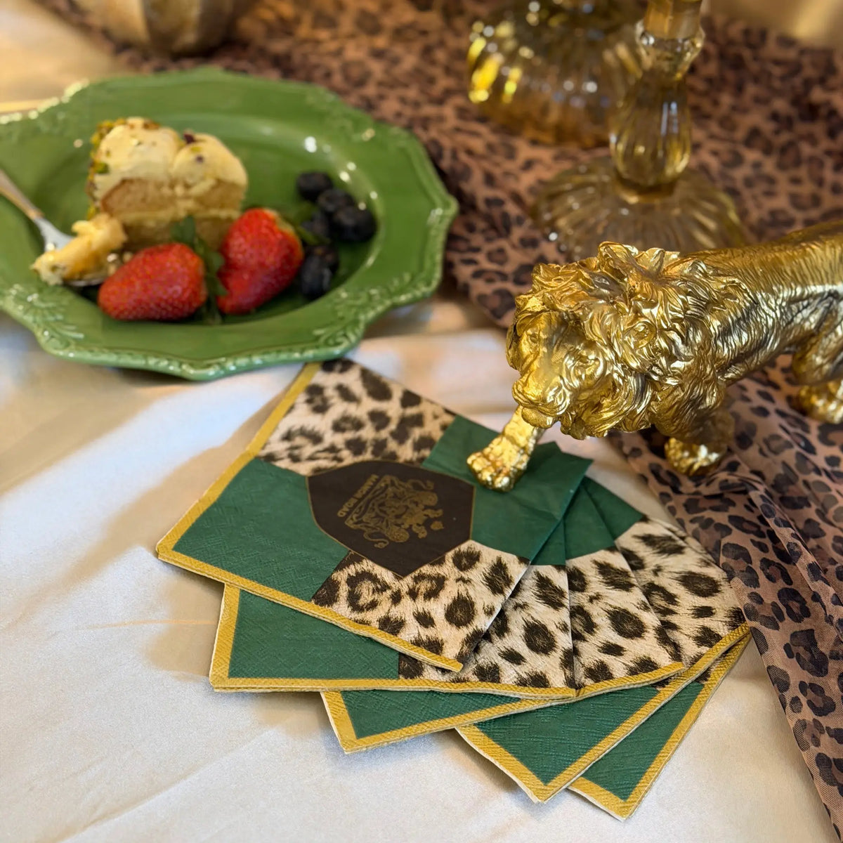 Checkerboard Leopard Cocktail Napkins Manor Road