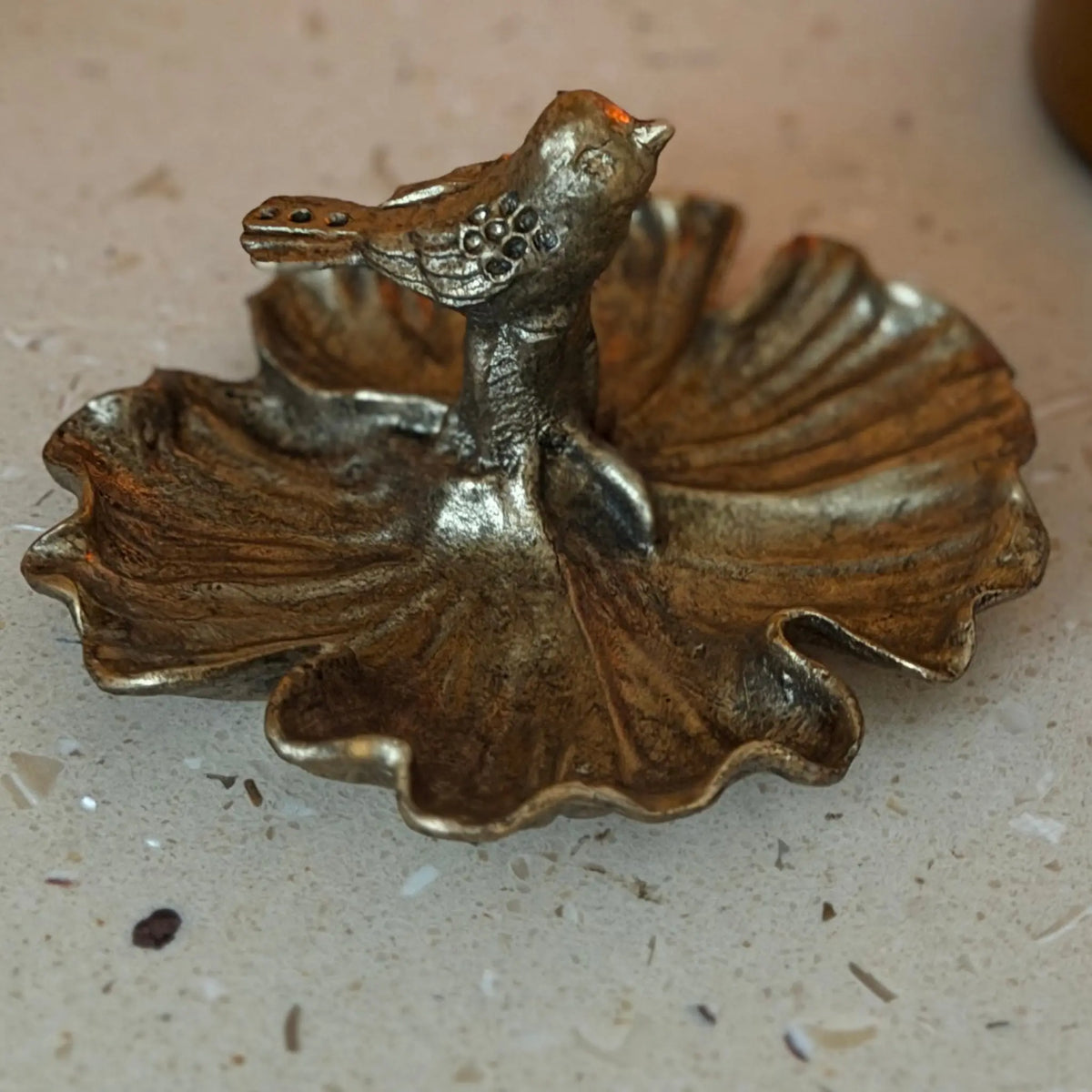 Cecil Gold Bird on Leaf Dish Swing Gifts