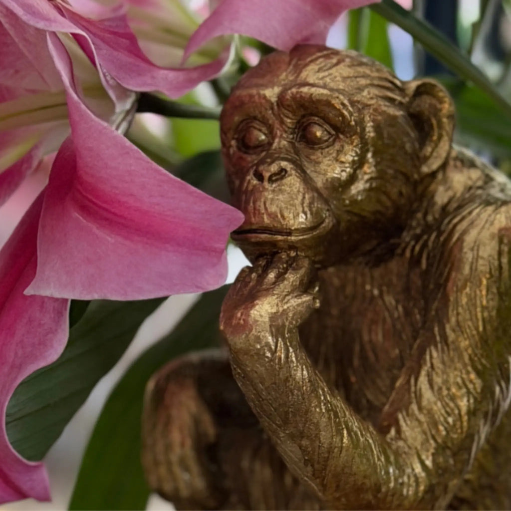 Horatio Gold Monkey on Pedestal Swing Gifts