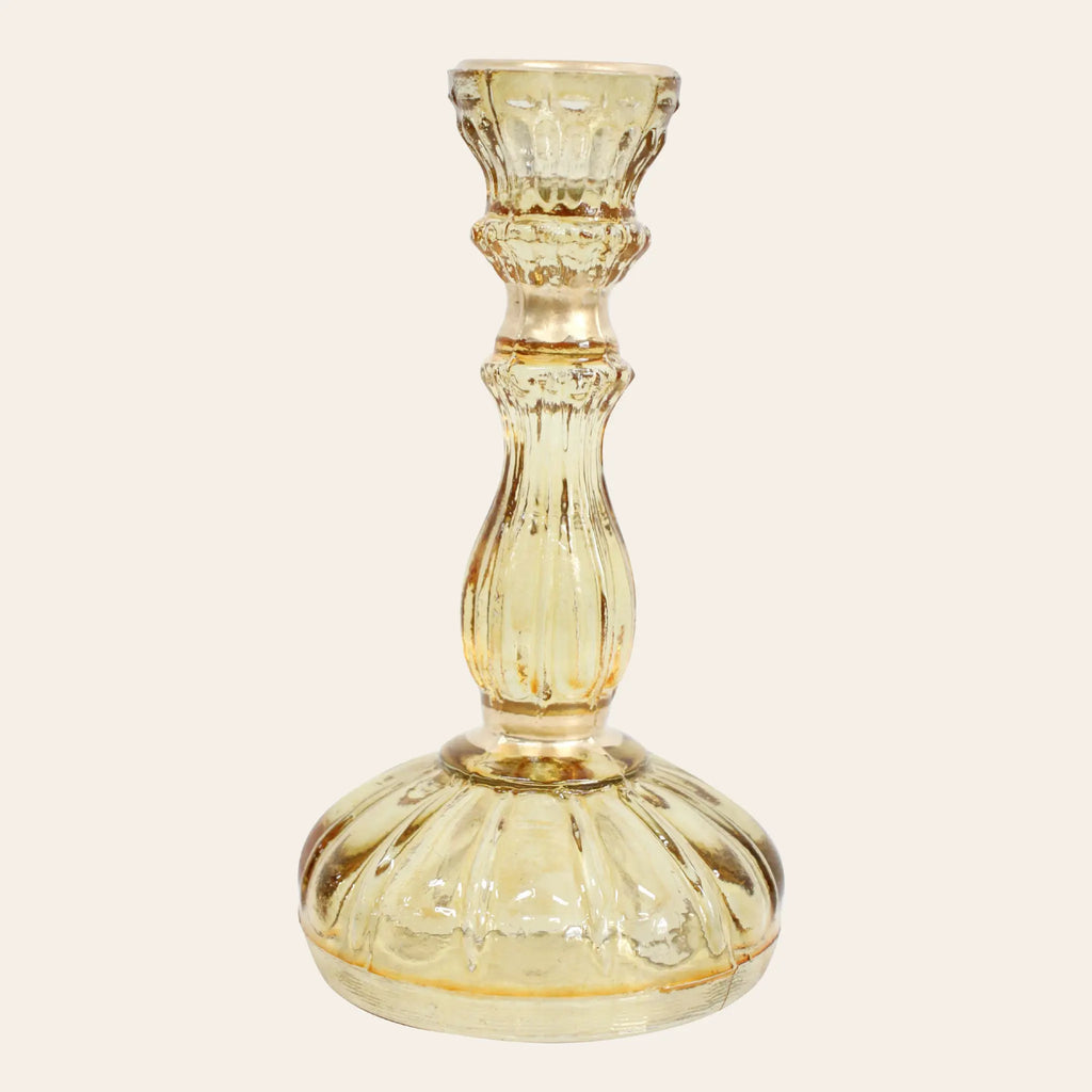 Cordelia Amber Glass Candlestick Lavida