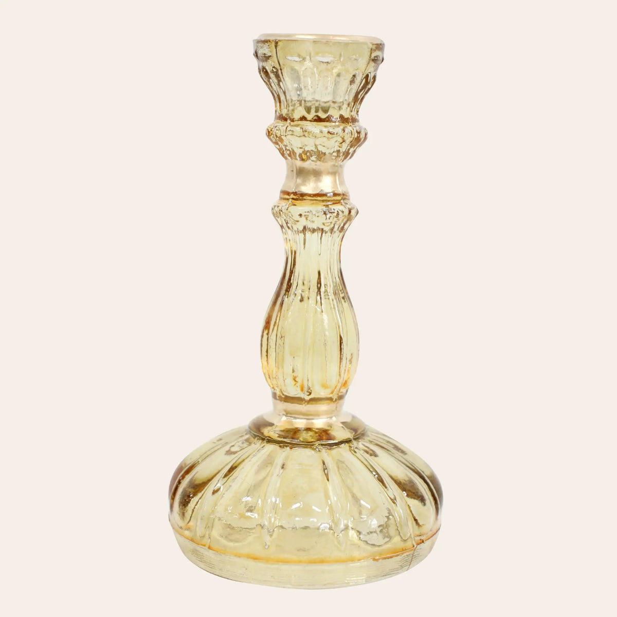 Cordelia Amber Glass Candlestick Lavida