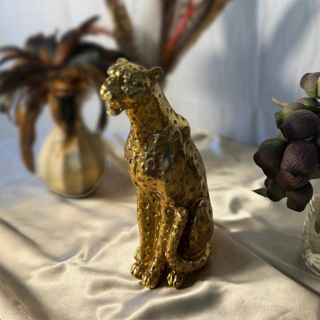 Balthazar Gold Leopard Sculpture The Wolf and Peacock