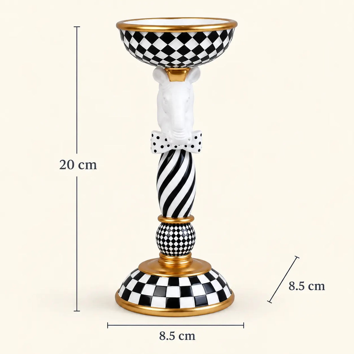 Curious Creatures Black and White Candle Holders The Wolf and Peacock