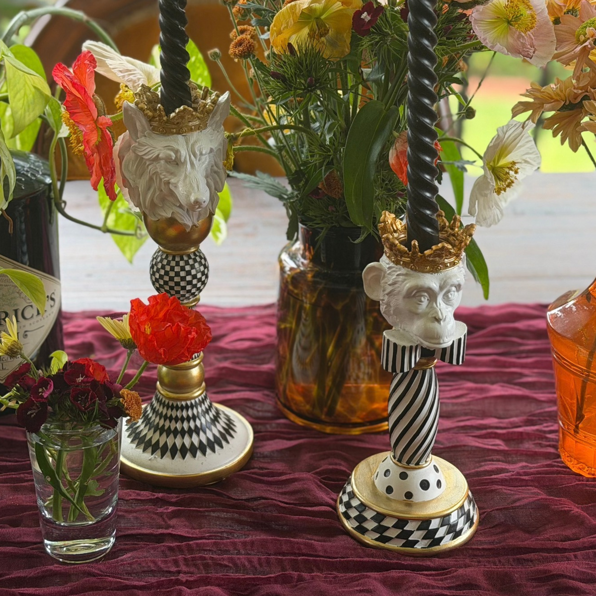 Curious Creatures Black and White Candle Holders